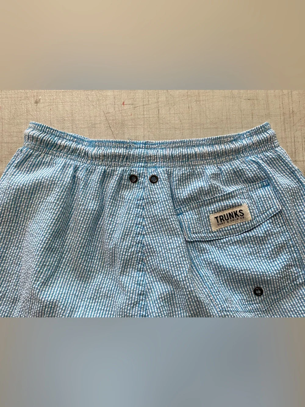Trunks surf and swim company NWOT white, and turquoise blue stripes